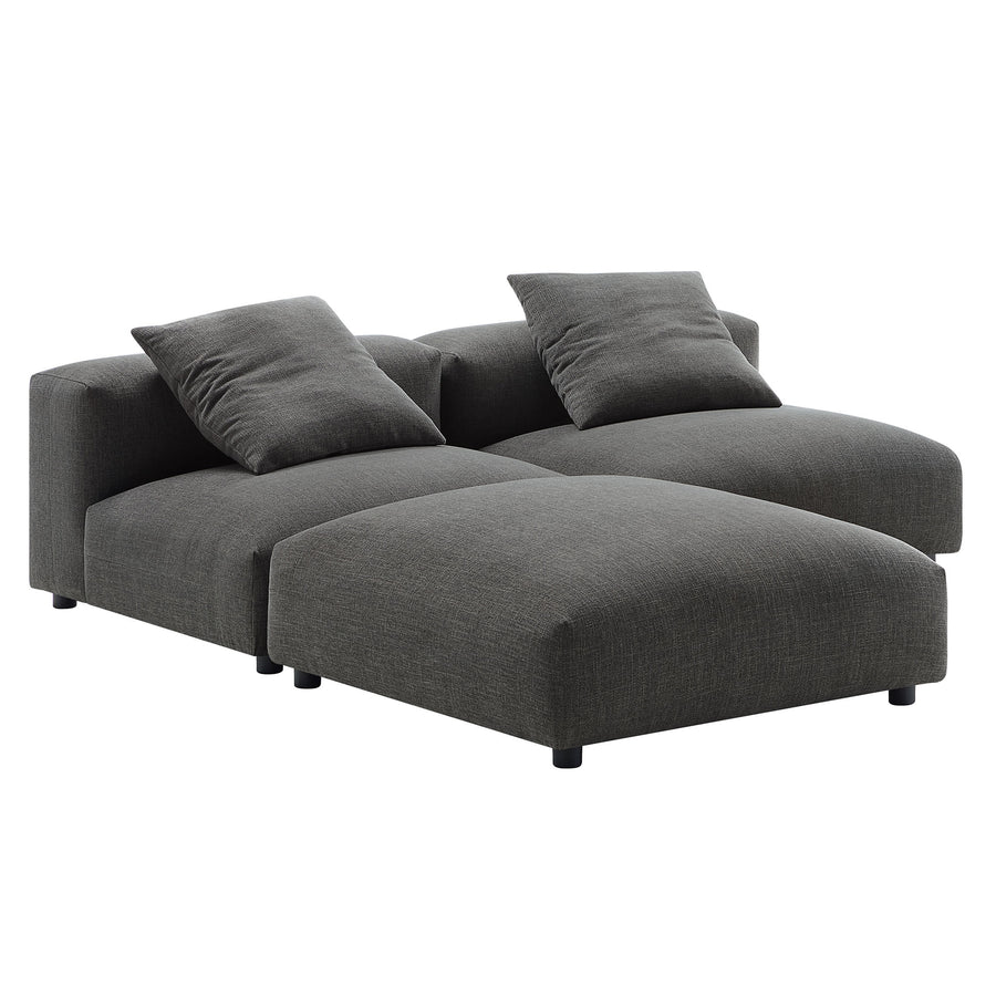 Reed 3-Piece Modular Upholstered Fabric Sectional Sofa in Charcoal