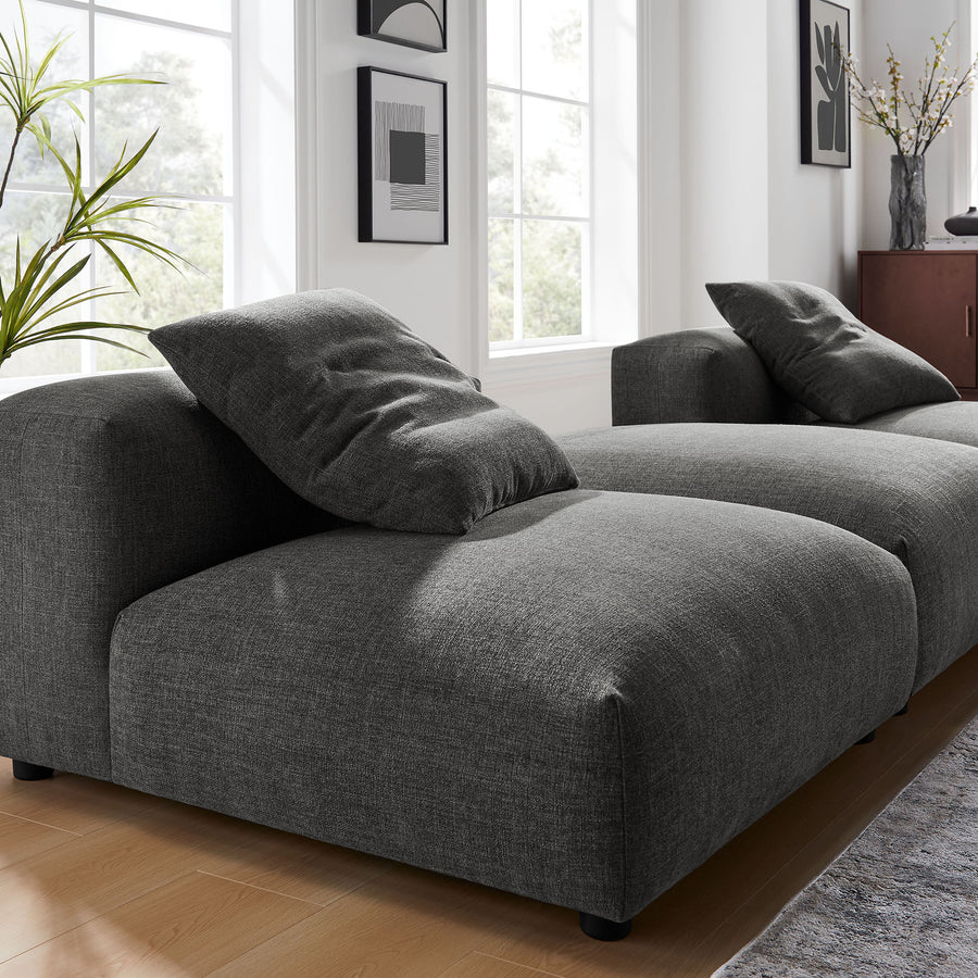 Reed 3-Piece Modular Upholstered Fabric Sectional Sofa in Charcoal