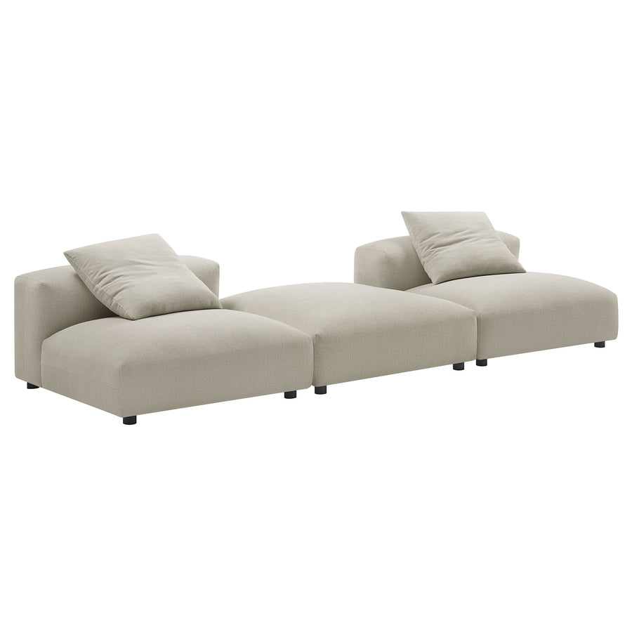 Reed 3-Piece Modular Upholstered Fabric Sectional Sofa in Linen