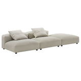 Reed 3-Piece Modular Upholstered Fabric Sectional Sofa in Linen