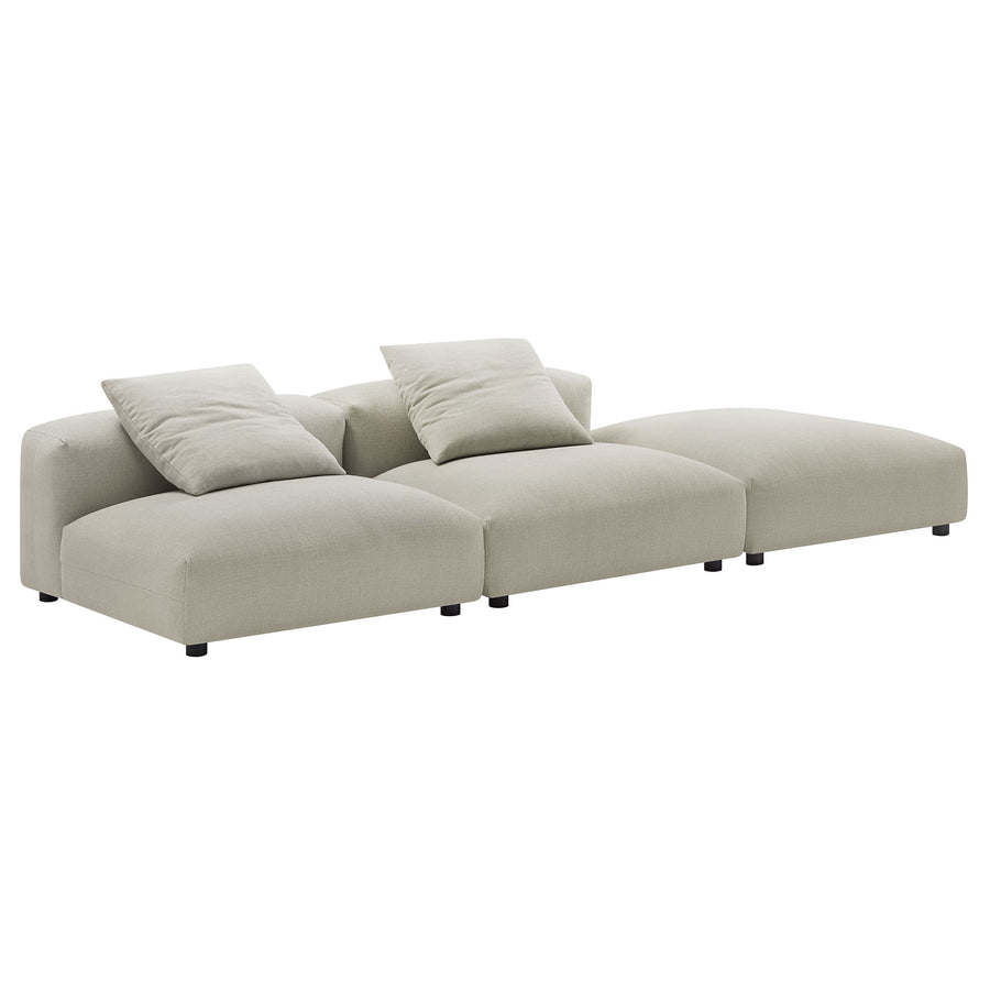 Reed 3-Piece Modular Upholstered Fabric Sectional Sofa in Linen