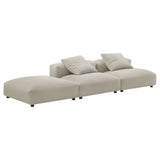 Reed 3-Piece Modular Upholstered Fabric Sectional Sofa in Linen