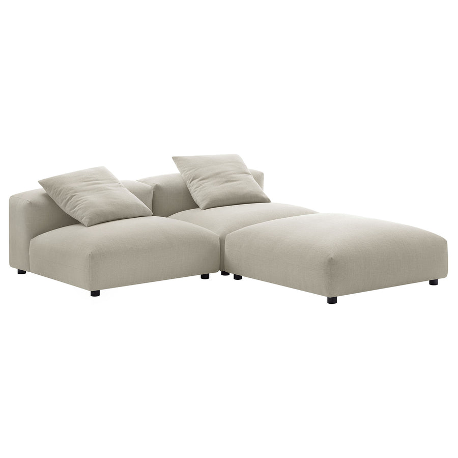 Reed 3-Piece Modular Upholstered Fabric Sectional Sofa in Linen