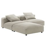 Reed 3-Piece Modular Upholstered Fabric Sectional Sofa in Linen