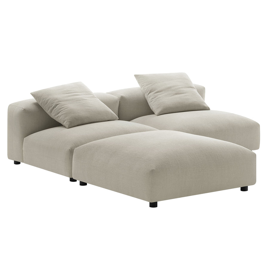 Reed 3-Piece Modular Upholstered Fabric Sectional Sofa in Linen