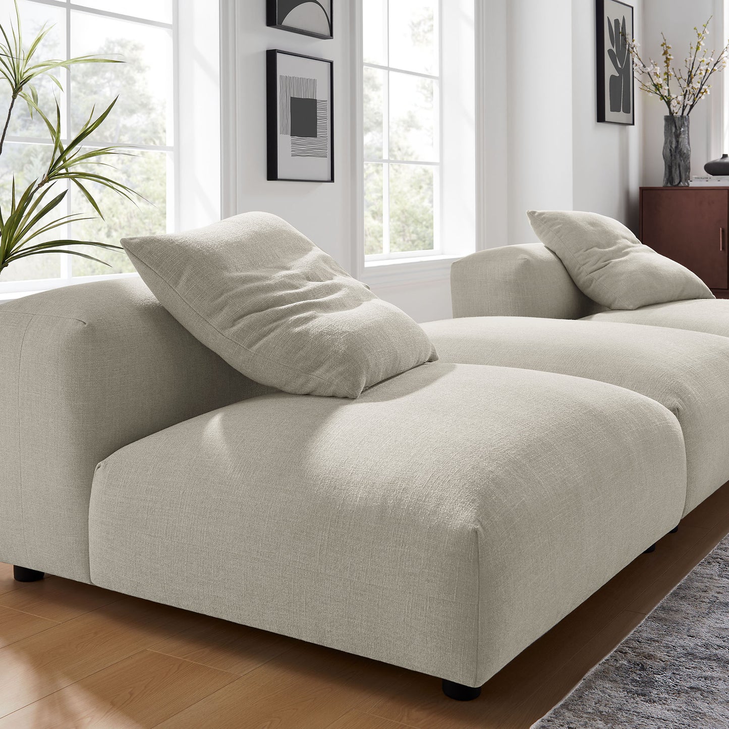 Solace 3-Piece Modular Upholstered Fabric Sectional Sofa by Furniture for America