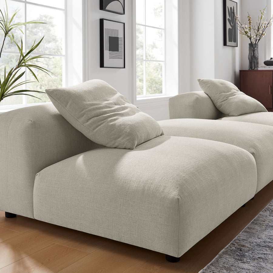 Reed 3-Piece Modular Upholstered Fabric Sectional Sofa in Linen