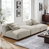 Reed 3-Piece Modular Upholstered Fabric Sectional Sofa in Linen