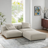 Reed 3-Piece Modular Upholstered Fabric Sectional Sofa in Linen