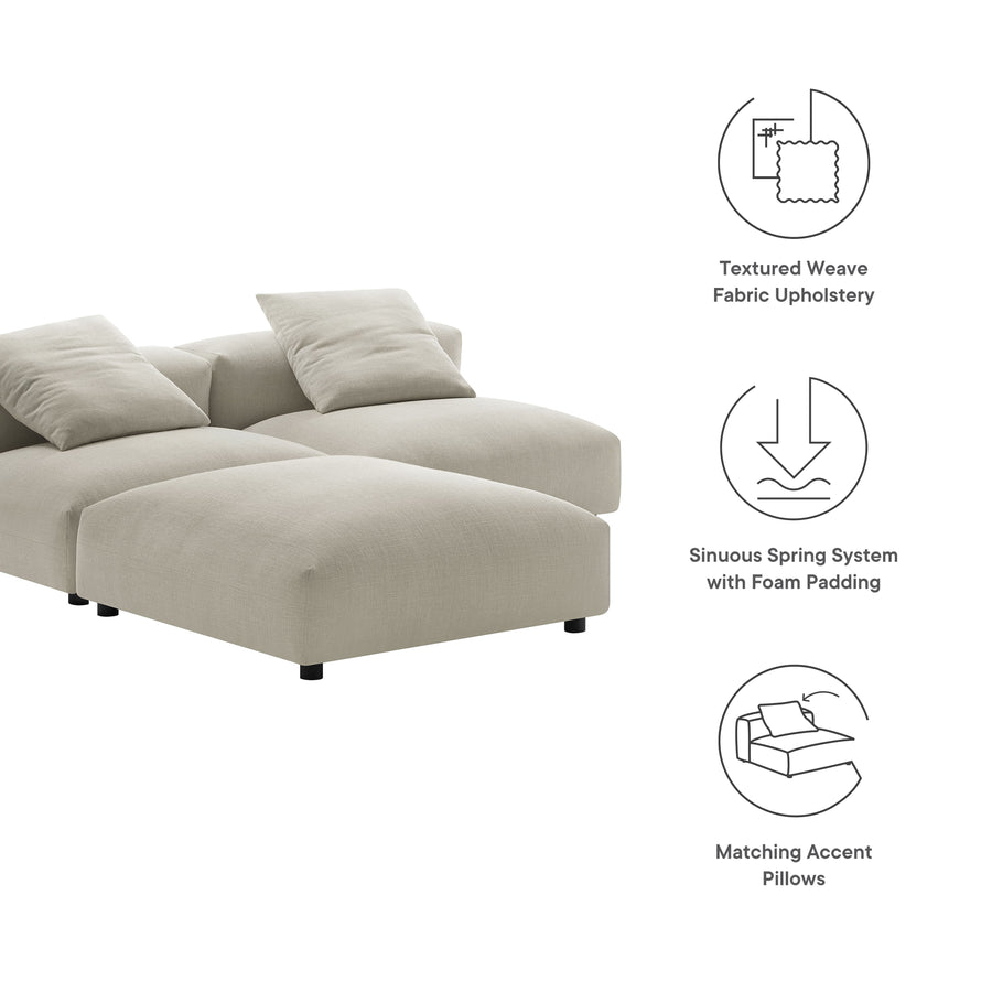 Reed 3-Piece Modular Upholstered Fabric Sectional Sofa in Linen