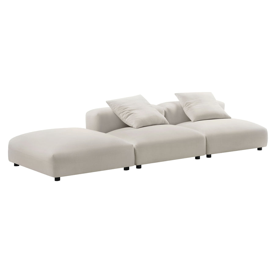 Reed 3-Piece Modular Upholstered Fabric Sectional Sofa in Salt