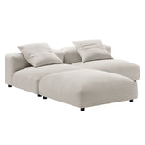 Reed 3-Piece Modular Upholstered Fabric Sectional Sofa in Salt