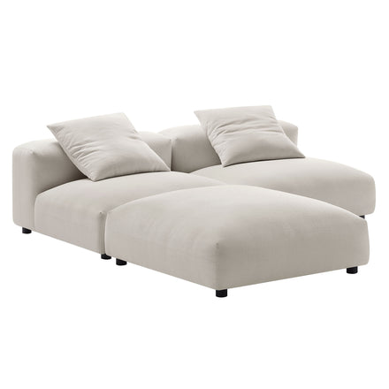 Solace 3-Piece Modular Upholstered Fabric Sectional Sofa in Salt