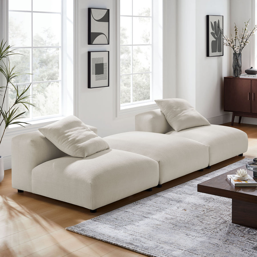 Reed 3-Piece Modular Upholstered Fabric Sectional Sofa in Salt
