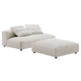 Reed Modular Corduroy Upholstered Armless Loveseat and Ottoman Set in Almond