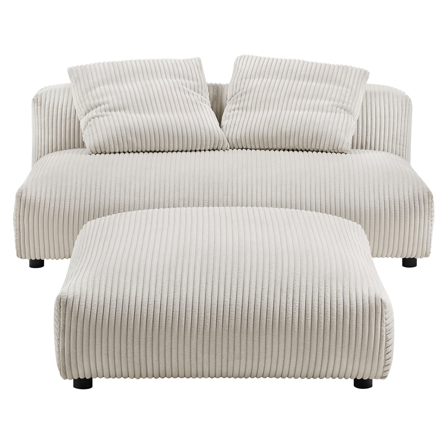 Solace Modular Corduroy Upholstered Armless Loveseat and Ottoman Set by Furniture for America