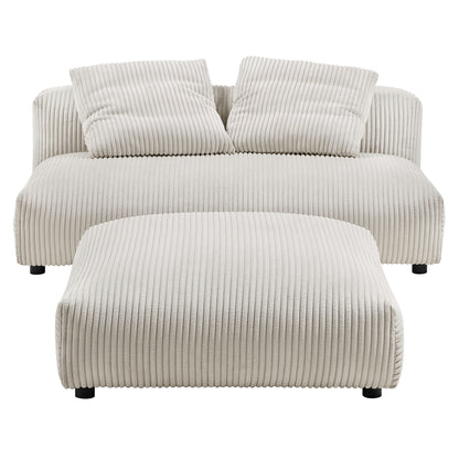 Solace Modular Corduroy Upholstered Armless Loveseat and Ottoman Set by Furniture for America