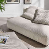 Reed Modular Corduroy Upholstered Armless Loveseat and Ottoman Set in Almond