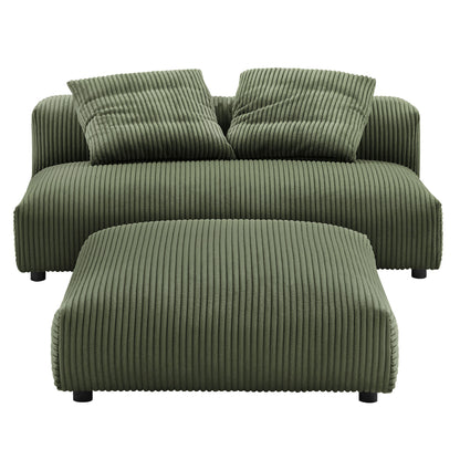 Solace Modular Corduroy Upholstered Armless Loveseat and Ottoman Set by Furniture for America