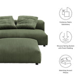 Reed Modular Corduroy Upholstered Armless Loveseat and Ottoman Set in Fern