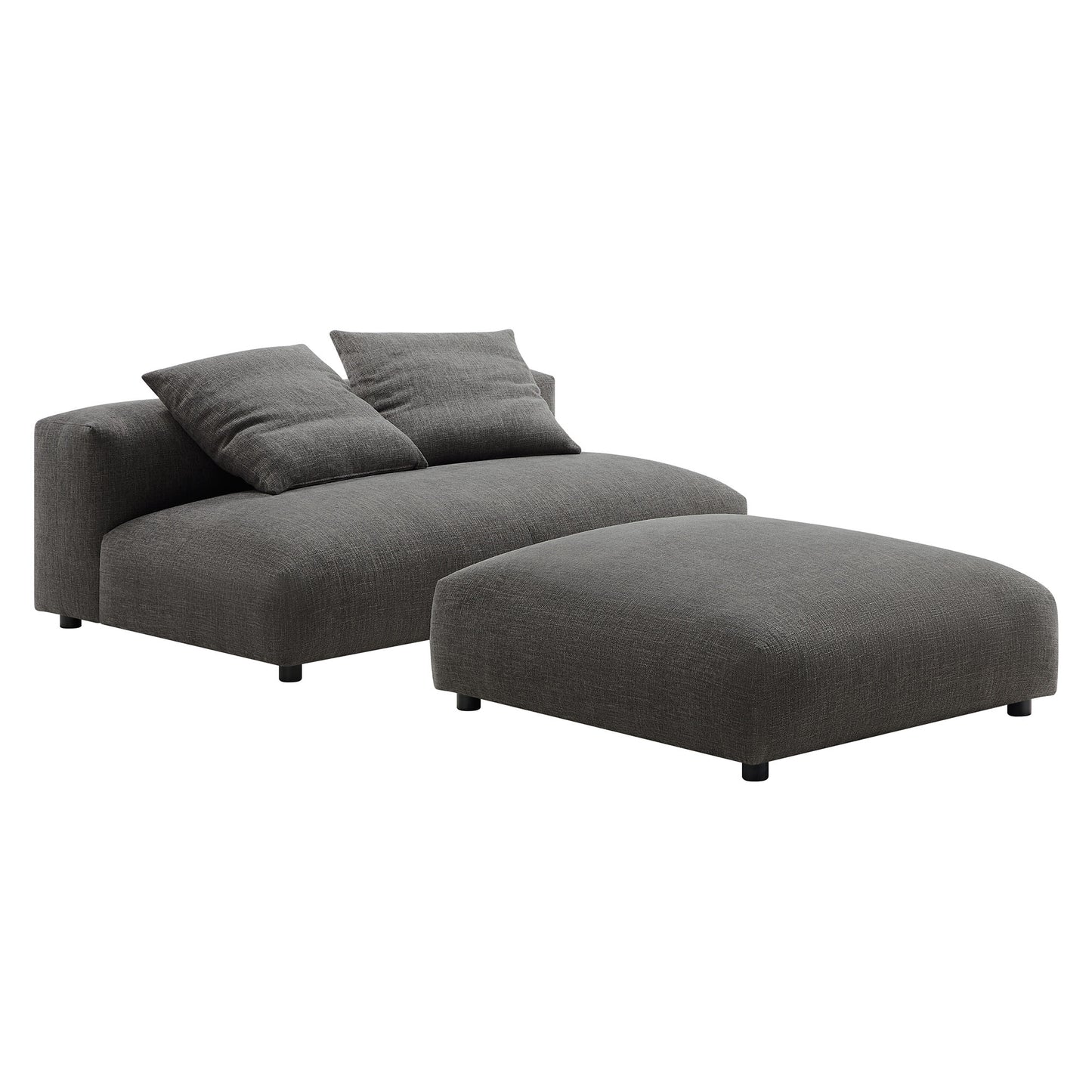 Solace Modular Upholstered Fabric Armless Loveseat and Ottoman Set by Furniture for America