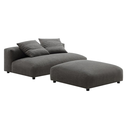 Solace Modular Upholstered Fabric Armless Loveseat and Ottoman Set by Furniture for America