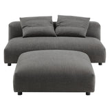Reed Modular Upholstered Fabric Armless Loveseat and Ottoman Set in Charcoal