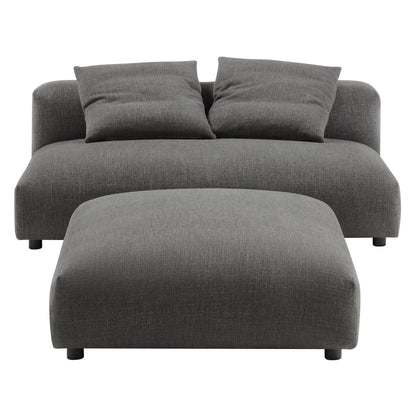 Solace Modular Upholstered Fabric Armless Loveseat and Ottoman Set by Furniture for America