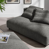 Reed Modular Upholstered Fabric Armless Loveseat and Ottoman Set in Charcoal