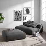 Reed Modular Upholstered Fabric Armless Loveseat and Ottoman Set in Charcoal