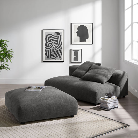 Solace Modular Upholstered Fabric Armless Loveseat and Ottoman Set by Furniture for America