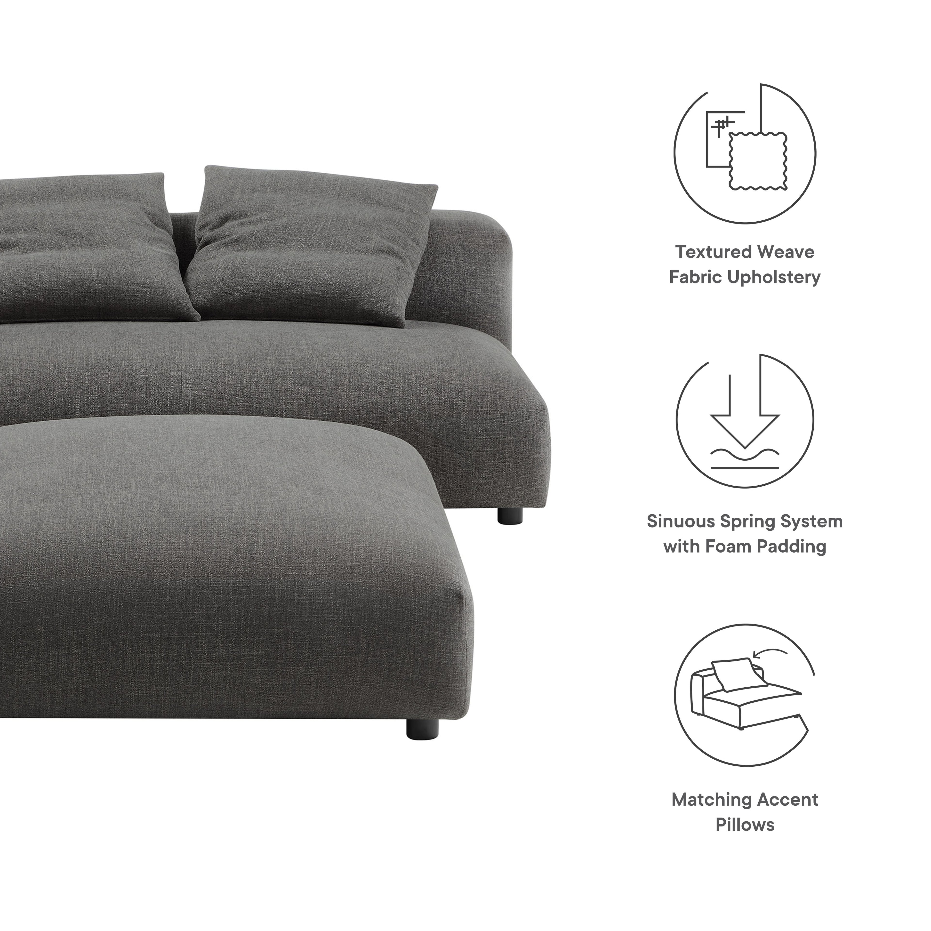 Solace Modular Upholstered Fabric Armless Loveseat and Ottoman Set by Furniture for America