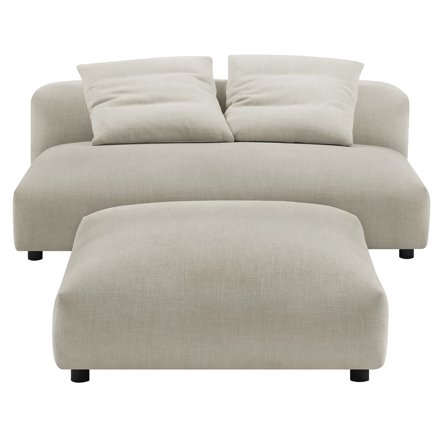 Solace Modular Upholstered Fabric Armless Loveseat and Ottoman Set by Furniture for America