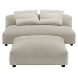 Reed Modular Upholstered Fabric Armless Loveseat and Ottoman Set in Linen