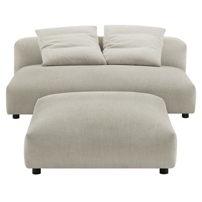 Solace Modular Upholstered Fabric Armless Loveseat and Ottoman Set by Furniture for America