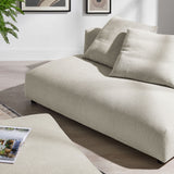 Reed Modular Upholstered Fabric Armless Loveseat and Ottoman Set in Linen