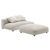 Reed Modular Upholstered Fabric Armless Loveseat and Ottoman Set in Salt