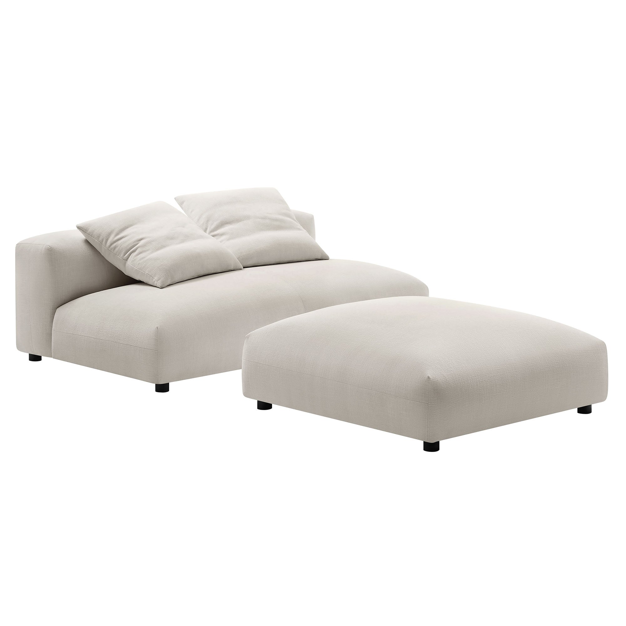 Solace Modular Upholstered Fabric Armless Loveseat and Ottoman Set by Furniture for America