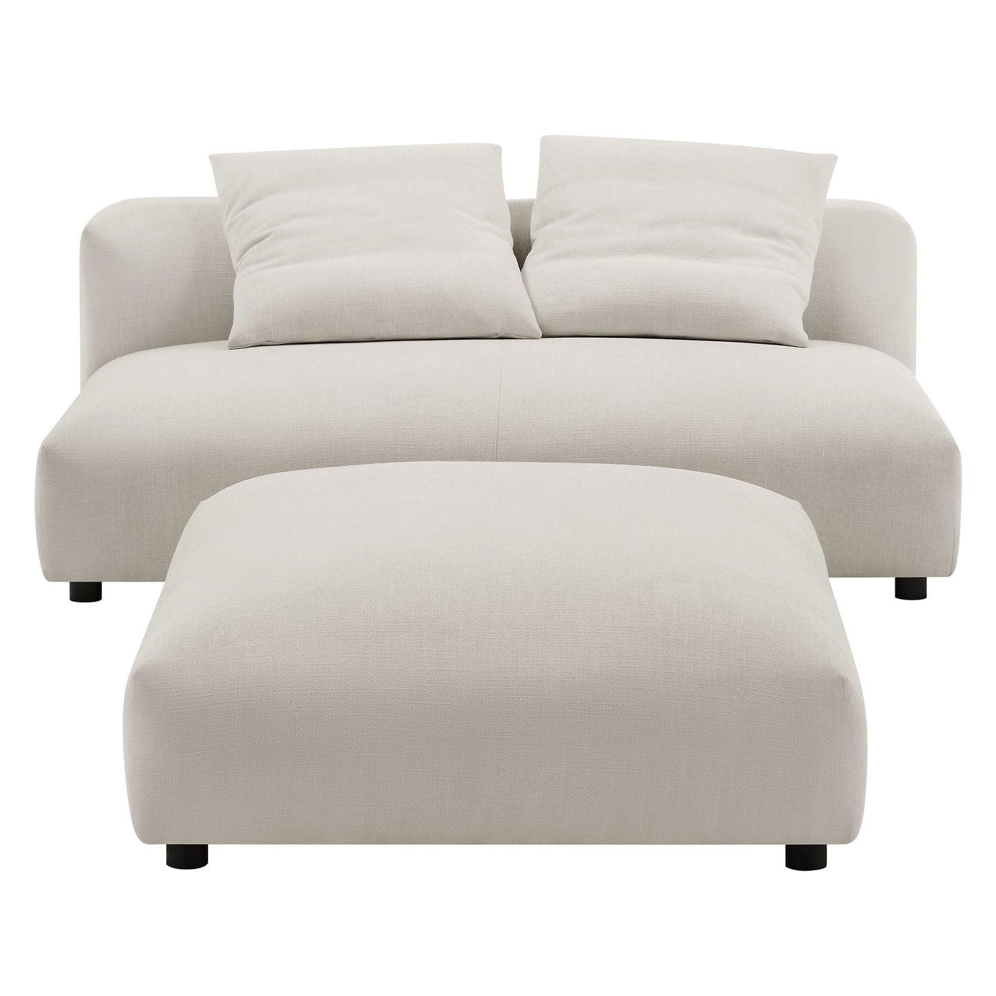 Solace Modular Upholstered Fabric Armless Loveseat and Ottoman Set by Furniture for America