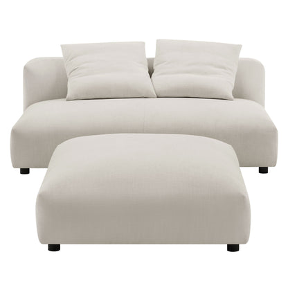 Solace Modular Upholstered Fabric Armless Loveseat and Ottoman Set by Furniture for America
