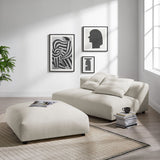 Reed Modular Upholstered Fabric Armless Loveseat and Ottoman Set in Salt