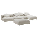 Reed 4-Piece Modular Corduroy Upholstered Sectional Sofa With Ottoman in Almond
