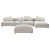 Reed 4-Piece Modular Corduroy Upholstered Sectional Sofa With Ottoman in Almond