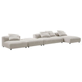 Reed 4-Piece Modular Corduroy Upholstered Sectional Sofa With Ottoman in Almond