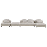 Reed 4-Piece Modular Corduroy Upholstered Sectional Sofa With Ottoman in Almond