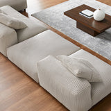 Reed 4-Piece Modular Corduroy Upholstered Sectional Sofa With Ottoman in Almond