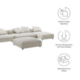 Reed 4-Piece Modular Corduroy Upholstered Sectional Sofa With Ottoman in Almond
