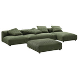 Reed 4-Piece Modular Corduroy Upholstered Sectional Sofa With Ottoman in Fern