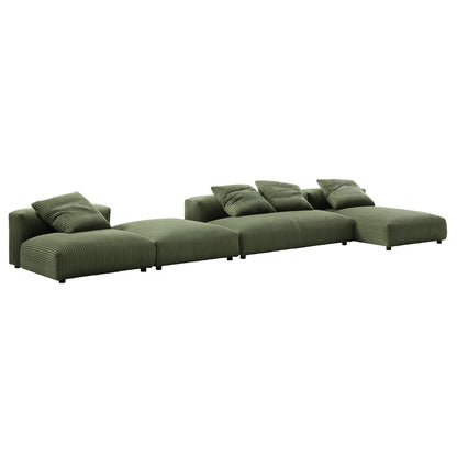 Solace 4-Piece Modular Corduroy Upholstered Sectional Sofa With Ottoman by Furniture for America