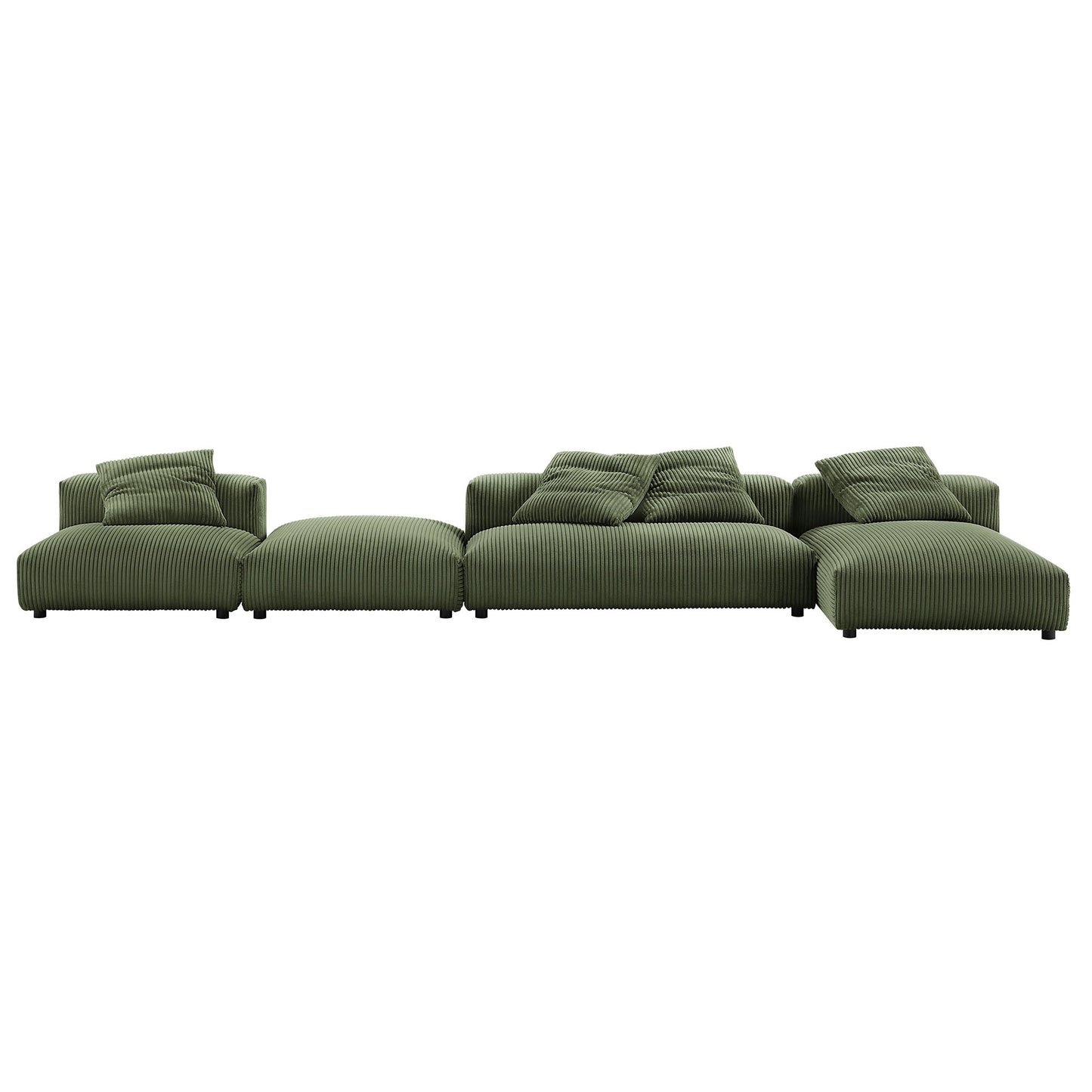 Solace 4-Piece Modular Corduroy Upholstered Sectional Sofa With Ottoman by Furniture for America